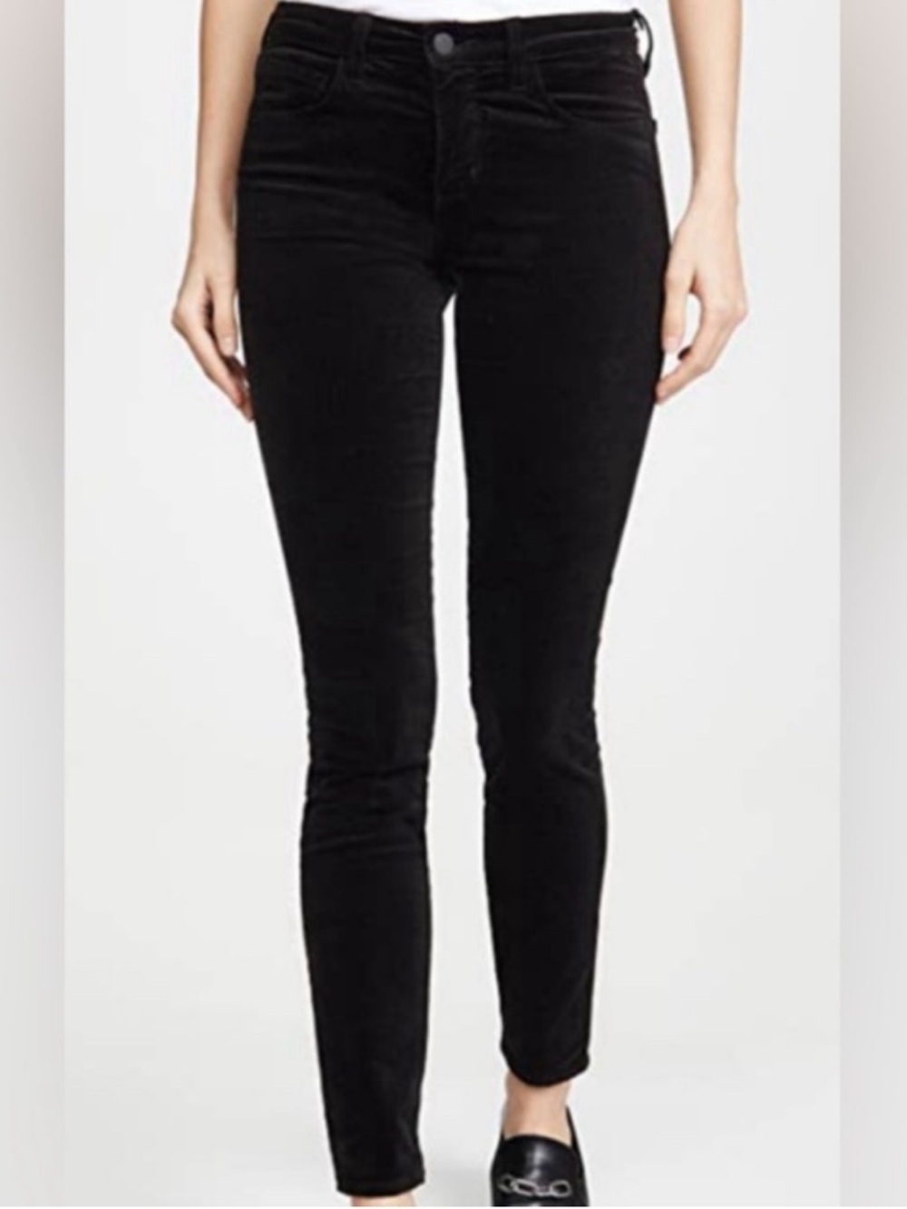 L'AGENCE Marguerite High Rise Skinny Velvet Noir Black Jeans 27